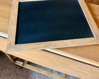 Close up of the removable serving tray which comes with the drop leaf serving cart.