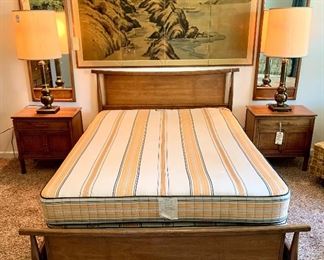 $450 - AUTHENTIC Mid-century modern full size bed with headboard and footboard. Excellent condition. Even the original mattress is in excellent condition! 