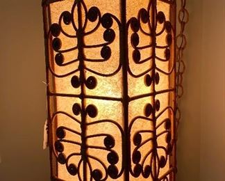$150 - Vintage hanging light fixture. Bamboo and rice paper. 9W 9D 23.5H