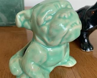 Look at this Face of this beautiful looking McCoy Bulldog Planter in a turquoise green color (very unusual to find this fella in this specific color) Dated 1940s. GREAT condition! Mini planter. Perfect for an air plant. Measures 4.5"x4"- so much personality and history in such a small piece!