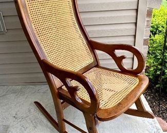 $80. 1880 Oak Walnut Caned Lincoln Style Rocker in Perfect condition! Solid Walnut Wood Vintage cane rocker. 