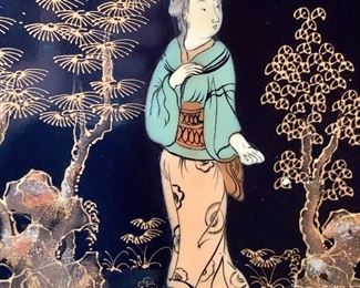 Close up image of enamel detail on planter. 