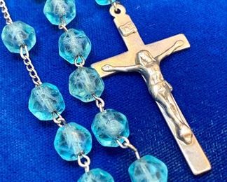 $48. Vintage Sterling Cross, beaded rosary. 