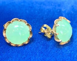 $150. Jadeite, 14K gold earrings. Post back. 