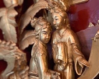 Close up of Chinoiserie relief carving shown earlier. 