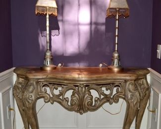 Entryway table and buffet lamps