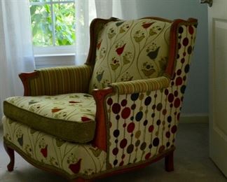 Whimsically upholstered armchair