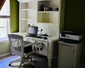 Desk ensemble (chair, desk, hutch, side cabinet)