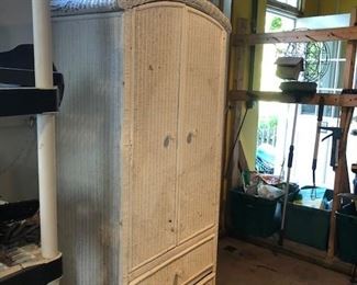 Vintage wicker armoire