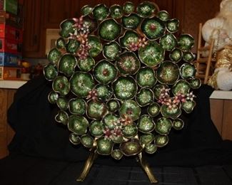 #44. Jay Strongwater Europa Lilly Pad Platter w/stand - this piece is signed on back - $3500