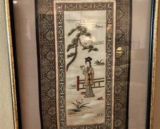 Framed silk art
