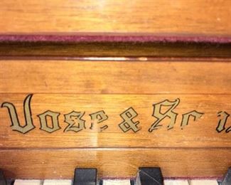 Vose & Sons piano (James Whiting Vose began as a cabinetmaker, and in about 1838 started to learn piano building at several piano factories and shops
in the Boston area. By 1851, he established his own business at 328 Washington St. in Boston, Massachusetts. 
