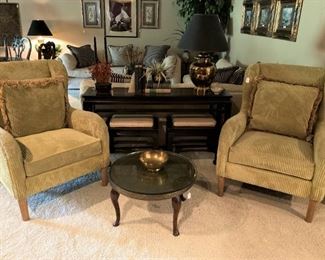 Good-looking  matching chairs; small round talbe