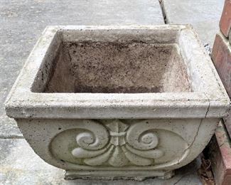 One of two concrete planters