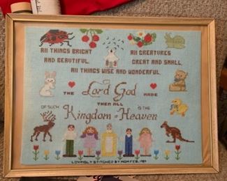 Vintage framed needlepoint