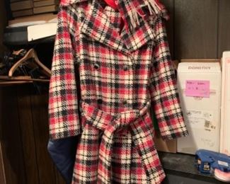 Vintage plaid peacoat with matching scarf...it may be spring but you are gonna wish you bought this coat next winter!