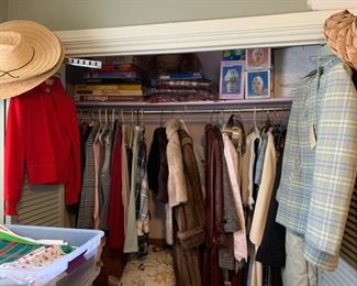 Gorgeous fur coat and stoles in great condition, throw pillows, games