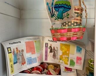 Craft supplies and ribbon