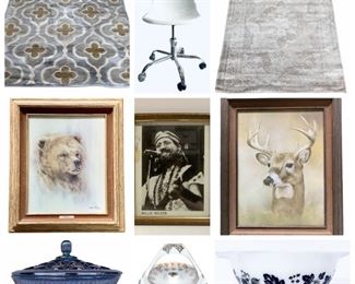 Jewelry, Signed Willie Nelson & Bum Phillips Photographs, Artwork, Pyrex, Golf Clubs, Area Rugs, Carnival Ware, Milk Glass, Collectable Coins, Frankie Valli Record Set, Etc.