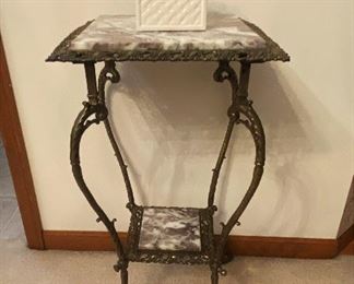 Marble and iron plant stand