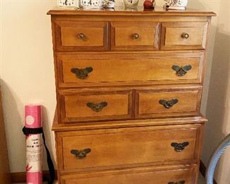 Vintage maple chest of drawers. Yoga mat!