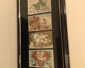 Antique framed post cards