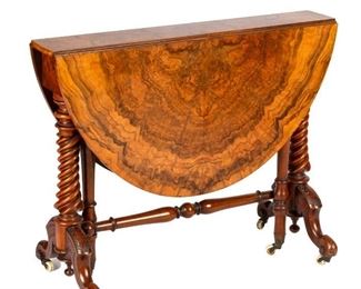 19th Century English Burl Walnut Table