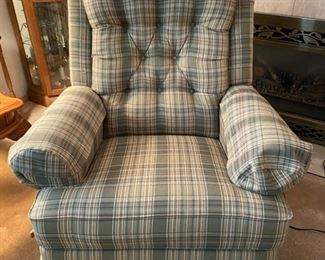 Green Plaid La-Z-Boy Rocking Recliner - $60 - 40" Wide x 35" Deep x 40" High