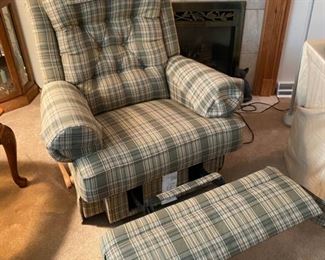 Green Plaid La-Z-Boy Rocking Recliner - $60 - 40" Wide x 35" Deep x 40" High