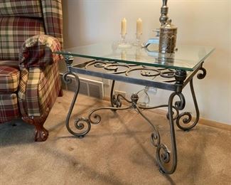 Wrought Iron Bevelled Glass Table - $90 - 30" Wide x 24" Deep x 23" High 