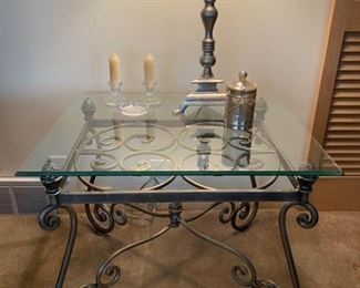 Wrought Iron Bevelled Glass Table - $90 - 30" Wide x 24" Deep x 23" High 