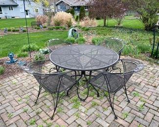 Wrought Iron Patio Set Table & 4 Chairs - $275