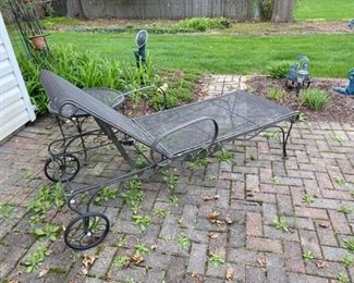 Wrought Iron Lounge Chair & Side Table - $160 - 70" Long x 26" Wide 