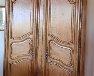 Antique wormy yew wood armoire