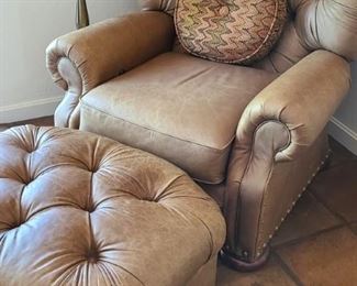 Leather La-Z-Boy chair and ottoman
