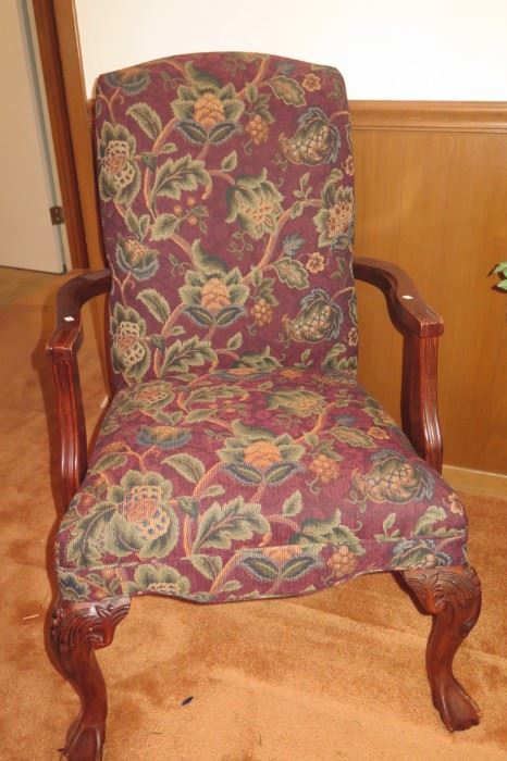 1 of 2 clawfoot parlor chairs