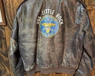 USS LITTLE ROCK Military Leather Bomber Jacket