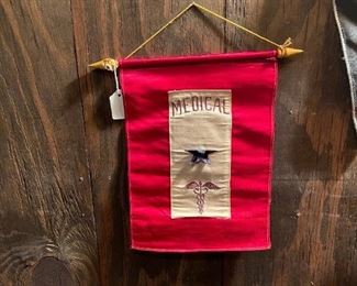 Vintage WWII US Home Front One Star Military Service Banner Flag (Medical)