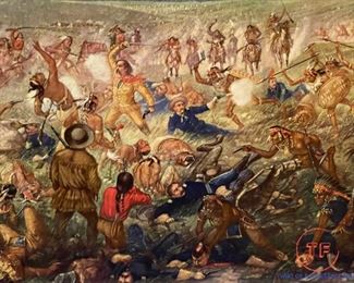 Vintage BUDWEISER "Custer's Last Fight" Advertising Large Sign