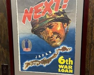Original 1944 World War II Framed Poster "NEXT! 6th War Loan"