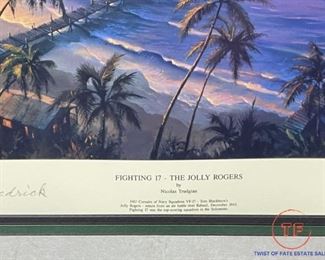 LIMITED EDITION PRINT by Nicolas Trudgian "Fighting 17 - The Jolly Rogers" - with 5 Signatures