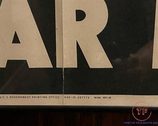 ORIGINAL 1942 "Attack Attack Attack Buy War Bonds" Framed Poster 