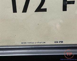 Original " LET'S GO " U. S. MARINE 1942 WWII  - Minneapolis, Minn. Recruiting Framed Poster