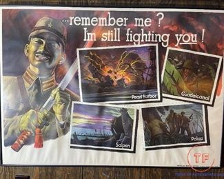 Original WWII US Military (NAVY) Anti Japanese Propaganda Framed Poster "...Remember Me? I'm Still Fighting You!"