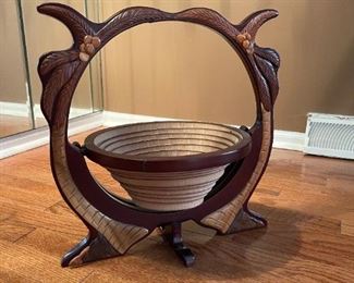 Palm Tree Intarsia Large Basket