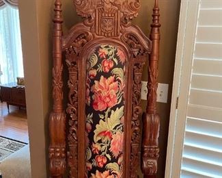 6' Monumental Mahogany Lion Carved Throne / King Arm Chair