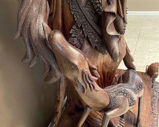 Life Size 6'6" Hand Carved Indonesia Rama and Sita Wood Statue 