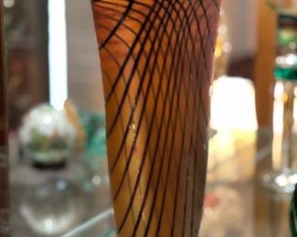 Signed ZWEIFEL Art Glass Large Flat Flare Vase