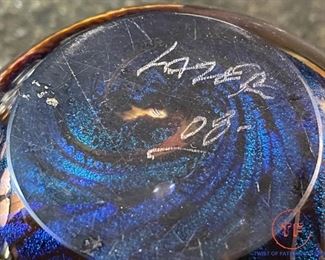 Signed TIM LAZER Art Glass Vase