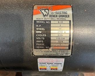 Large Buffalo 10" Bench Grinder